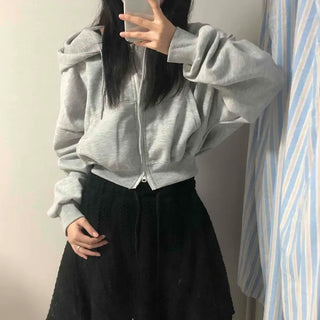 Simple Avant-Fit Cotton Plain Zip-Up Hoodie