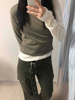 Minimal street style plain cotton long pants