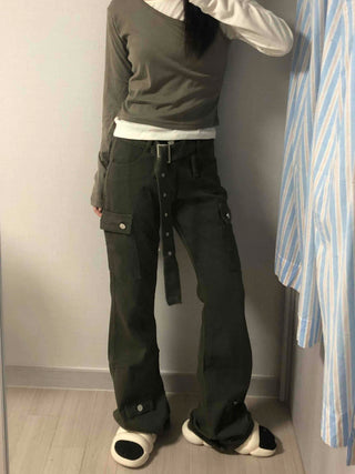 Minimal street style plain cotton long pants