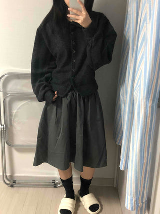 Comfort Knit Plain Shirt Collar Cardigan