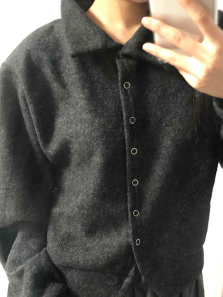 Comfort Knit Plain Shirt Collar Cardigan