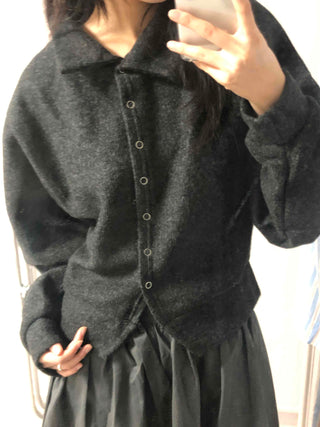 Comfort Knit Plain Shirt Collar Cardigan