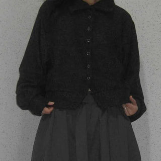 Comfort Knit Plain Shirt Collar Cardigan