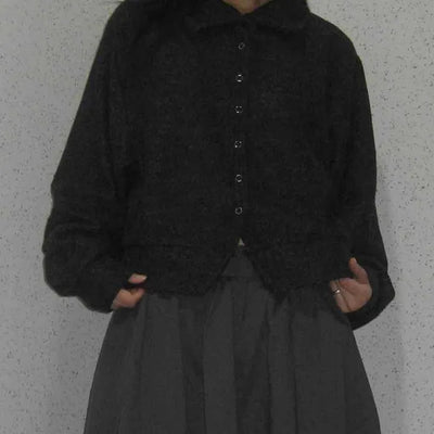 Comfort Knit Plain Shirt Collar Cardigan