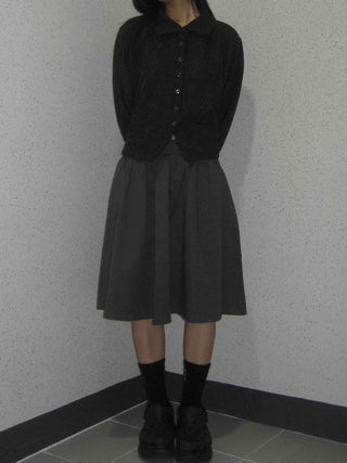 Comfort Knit Plain Shirt Collar Cardigan