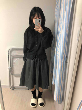 Comfort Knit Plain Shirt Collar Cardigan