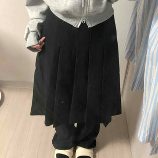 Pleated Cotton Plain Midi Skirt