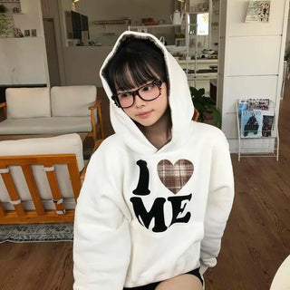 Effortless Chic Fleece-Lined Cotton Lettering Hoodie