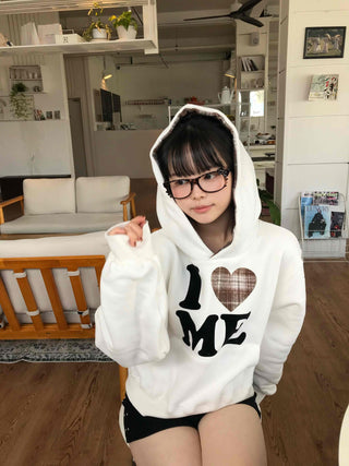 Effortless Chic Fleece-Lined Cotton Lettering Hoodie