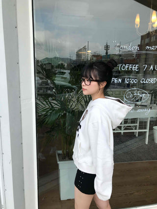 Effortless Chic Fleece-Lined Cotton Lettering Hoodie