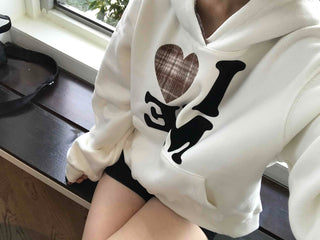 Effortless Chic Fleece-Lined Cotton Lettering Hoodie