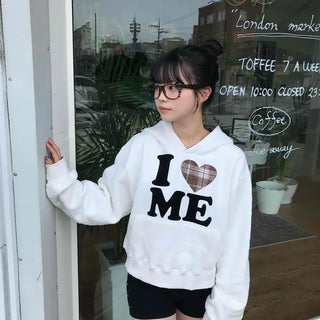 Effortless Chic Fleece-Lined Cotton Lettering Hoodie