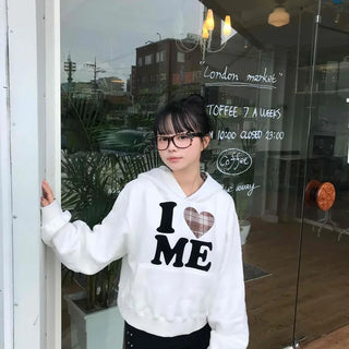 Effortless Chic Fleece-Lined Cotton Lettering Hoodie