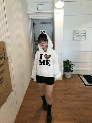 Effortless Chic Fleece-Lined Cotton Lettering Hoodie