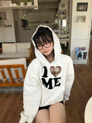 Effortless Chic Fleece-Lined Cotton Lettering Hoodie