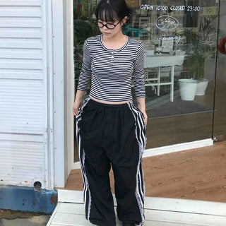 Simple Trendy Lace Track All-Season Long Pants