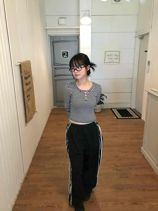 Simple Trendy Lace Track All-Season Long Pants