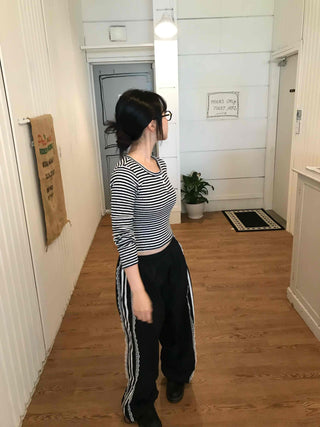 Simple Trendy Lace Track All-Season Long Pants
