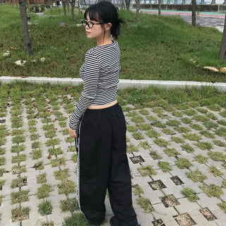 Simple Trendy Lace Track All-Season Long Pants