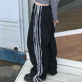 Simple Trendy Lace Track All-Season Long Pants