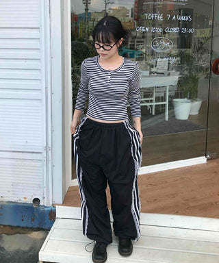 Simple Trendy Lace Track All-Season Long Pants