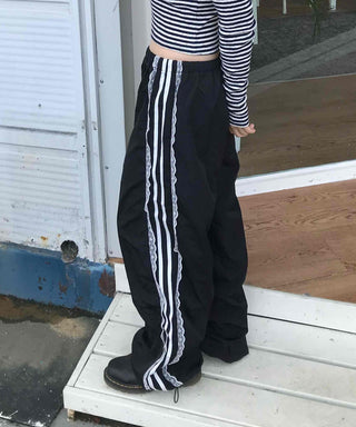 Simple Trendy Lace Track All-Season Long Pants