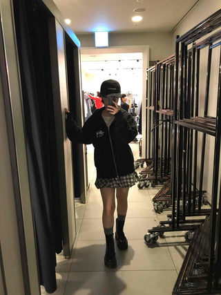 Casual Check Pumpkin Flare Winter Mini Skirt