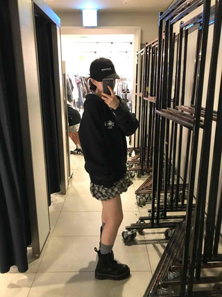 Casual Check Pumpkin Flare Winter Mini Skirt