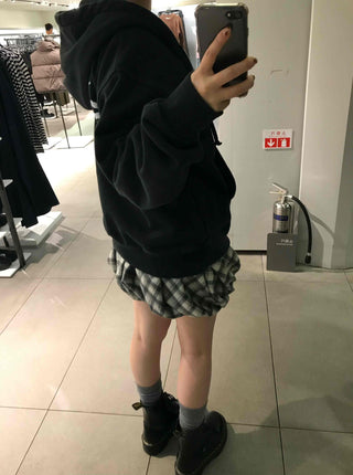 Casual Check Pumpkin Flare Winter Mini Skirt
