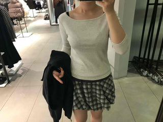 Casual Check Pumpkin Flare Winter Mini Skirt