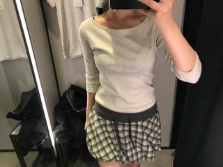 Casual Check Pumpkin Flare Winter Mini Skirt