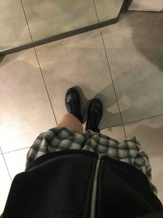 Casual Check Pumpkin Flare Winter Mini Skirt