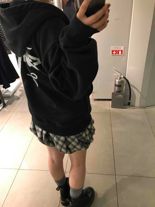 Casual Check Pumpkin Flare Winter Mini Skirt