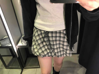 Casual Check Pumpkin Flare Winter Mini Skirt