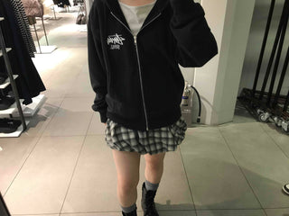 Casual Check Pumpkin Flare Winter Mini Skirt