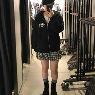Casual Check Pumpkin Flare Winter Mini Skirt
