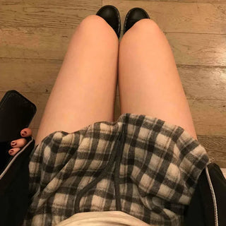Casual Check Pumpkin Flare Winter Mini Skirt