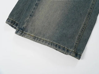 Larch Vintage Washed Side Pintuck Wide Denim Pants