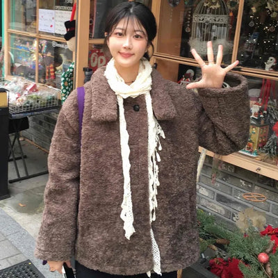 Vintage Sheepskin Collared Midi Coat