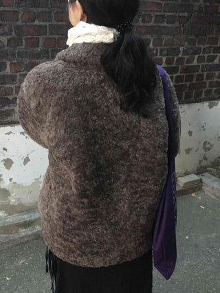 Vintage Sheepskin Collared Midi Coat