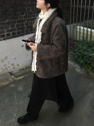 Vintage Sheepskin Collared Midi Coat