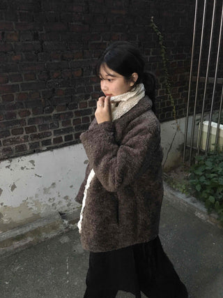 Vintage Sheepskin Collared Midi Coat