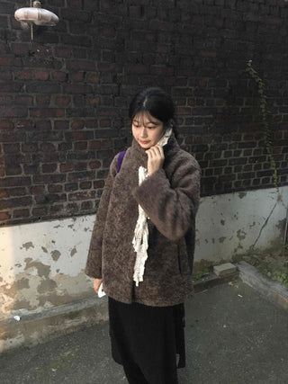 Vintage Sheepskin Collared Midi Coat