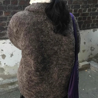 Vintage Sheepskin Collared Midi Coat
