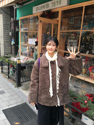 Vintage Sheepskin Collared Midi Coat