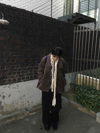 Vintage Sheepskin Collared Midi Coat