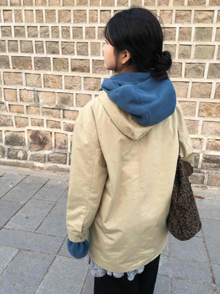 Hooded Oversized Cotton Midi Field Coat
