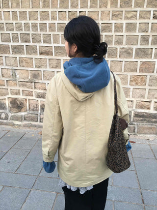 Hooded Oversized Cotton Midi Field Coat
