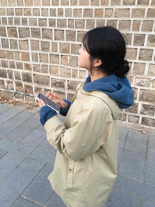 Hooded Oversized Cotton Midi Field Coat