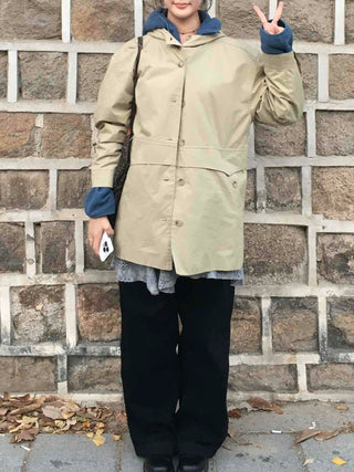 Hooded Oversized Cotton Midi Field Coat